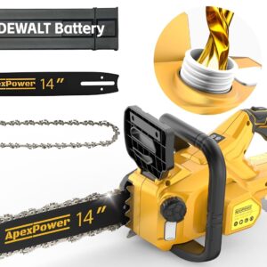 14 Inch Brushless Electric Chainsaw Cordless for Dewalt 20V Battery, Compact Chain Saw with Auto Oiler, Low Kickback, Battery Powered Chainsaw for Tree Trimming, Storm Clean-Up,...