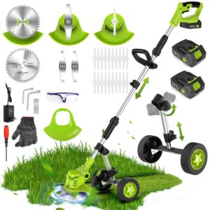 20000 RPM Electric Weed Wacker Cordless, 3-in-1 Weed Eater Cordless with Battery Powered, Lawn Mower/Grass Trimmer/Lawn Edger with 3 Types Blades, Battery Weed Wacker with...
