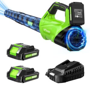 2025 Upgrade Leaf Blower, Leaf Blower Cordless with 2*2.6AH Batteries and Fast Charger, 450CFM &150MPH and 2 Speed Mode, Lightweight Electric Leaf Blowers for Lawn,Yard, Leaves,...