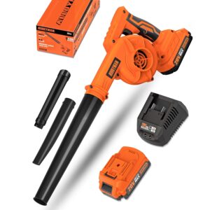 Alloyman Leaf Blower, 20V Cordless Leaf Blower, Leaf Blower Cordless with 2.0Ah Battery and Charger, Electric Leaf Blower for Yard Cleaning/Snow Blowing.