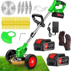 Cordless Weed Wacker Electric Weed Wacker Battery Powered with 21V 4.0Ah Battery Operated Grass Trimmer 3 in 1 Weed Trimmer Grass Cutter Brush Cutter for Lawn Garden Pruning