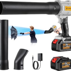 Electric Cordless Leaf Blower - 300000RPM Handheld Leaf Blower - 21V*2 Pcs Batteries and Charger Included, Mini Jet Dry Blower Fan, Leafs Blower for Lawn Care, Patio, Blowing...