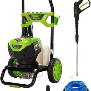 Greenworks 2300 PSI TruBrushless (2.3 GPM) Electric Pressure Washer, 25’ Hose, Quick Connect Wand, 15, 24, 40 Degree Soap and Turbo Nozzle