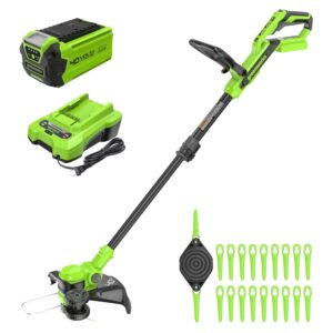 Greenworks 40V 13" Cordless String Trimmer/Weed Wacker + Edger (Includes 20 Blades), 2.0Ah Battery and Charger Included