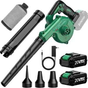 K I M O. Cordless Leaf Blower Vacuum Combo 4 in 1, 3 Nozzles &3 Modes for Inflation & Deflation, Extended Tube & Variable Speed, 20000RPM 150MPH, 2x2000mAh Battery Powered Leaf...