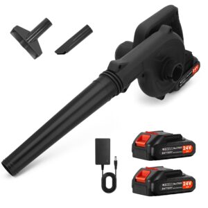 Leaf Blower Cordless, 2 x 24V 2.0Ah Battery and Charger, 150CFM 130MPH Electric Cordless Leaf Blower with Brushless Motor, 2 in 1 Handle Electric Blower and Vacuum Cleaner