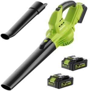 Leaf Blower Cordless with 2 Battery and Charger, 130MPH 180CFM High Speed Leaf Blower with 2 Tubes, 20V Electric Leaf Cleaner, Lightweight Handheld Small Blower for Patio,...