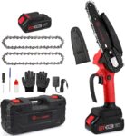 Mini Rechargeable Chainsaw with Batteries by LivingSURETM, Portable Electric Chainsaws Cordless, Handheld Chain Saw for Tree Branch Trimming and Pruning, Household and Garden
