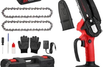 Mini Rechargeable Chainsaw with Batteries by LivingSURETM, Portable Electric Chainsaws Cordless, Handheld Chain Saw for Tree Branch Trimming and Pruning, Household and Garden
