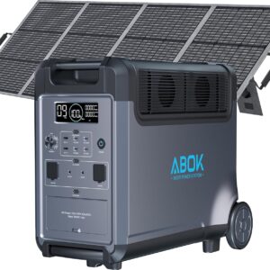 Portable Power Station with 200W Solar Panel, 3840Wh LiFePO4 Battery, 3600W Electric Solar Generator for Garage, Home, Off-Grid Living, Camping, RVs, Outdoor Adventures, Power...
