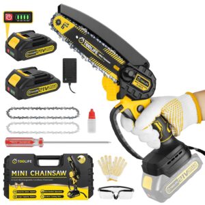 TOOLIFE 6inch Mini Chainsaw, Handheld Electric Battery Powered Chainsaw for Tree Cutting, Gardens Tool for Men Women Him Her, Mens Husband Dad for Boyfriend, Gifts for...