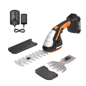 WORX WG801 20V 2 in 1 Cordless Hedge Trimmer, 4" Grass Shear & 8" Shrub Trimmer with 2 Blades, Battery & Charger Included