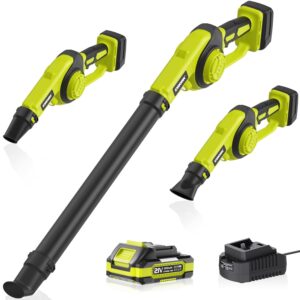 EWORK Small Leaf Blower Cordless 21V Mini Leaf Blower 200 MPH with Battery and Fast Charger, Lightweight Electric Leaf Blowers, Compact Blower for Jobsite, Patio Cleaning, Lawn...