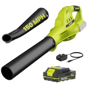 Leaf Blower Cordless, 20V Electric Leaf Blower Cordless with Battery and Charger- 150MPH 3 Speeds 17000RPM Lightweight Battery Leaf Blowers for Lawn Care, Patio Yard Car Leaves...