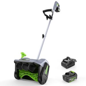 Cordless Snow Shovel, 13" Electric Snow Blower 20V, 4 Ah Battery 300lb/min Snow Removal, 19FT Throw Distance, Lightweight 12lb for Driveway/Steps/Patio/Sidewalk